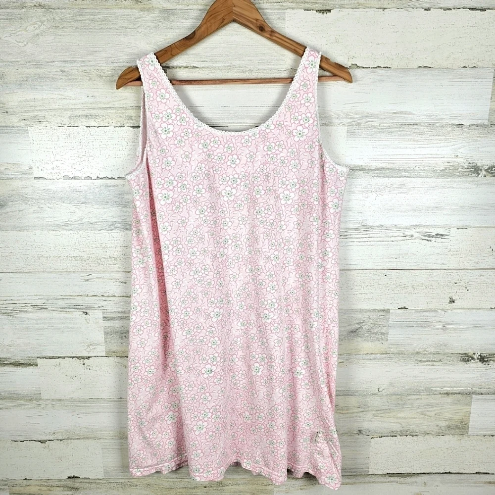 VTG Laura Ashley Nightgown XL Pink Floral Crochet Lace Coquette Cottagecore